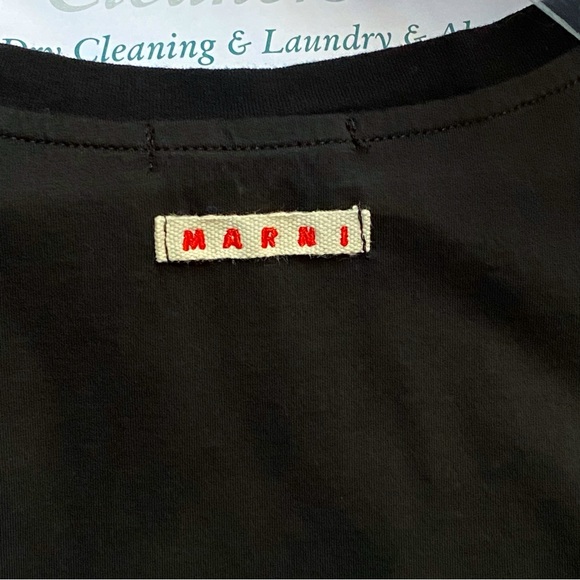 MARNI black white cotton logo T-shirt crewneck short sleeve tee shirt - Picture 8 of 11